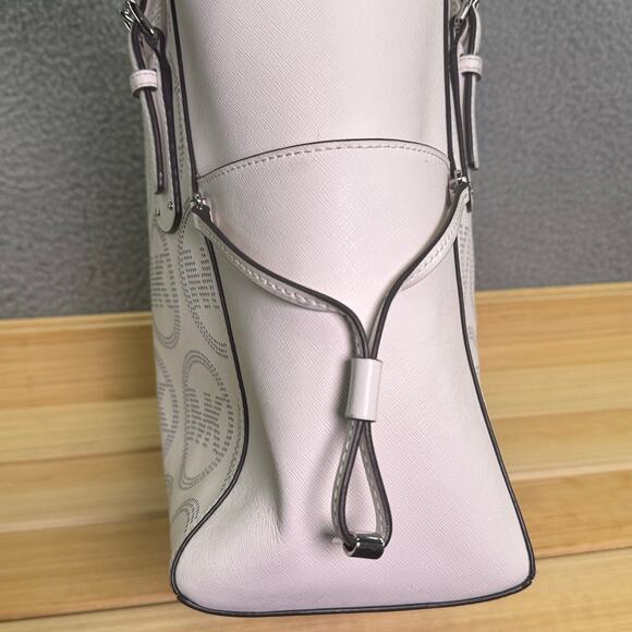 Michael Kors Voyager Tote Bag Optic White Leather NWT MK Logo Shoulder Handbag - Picture 2 of 15